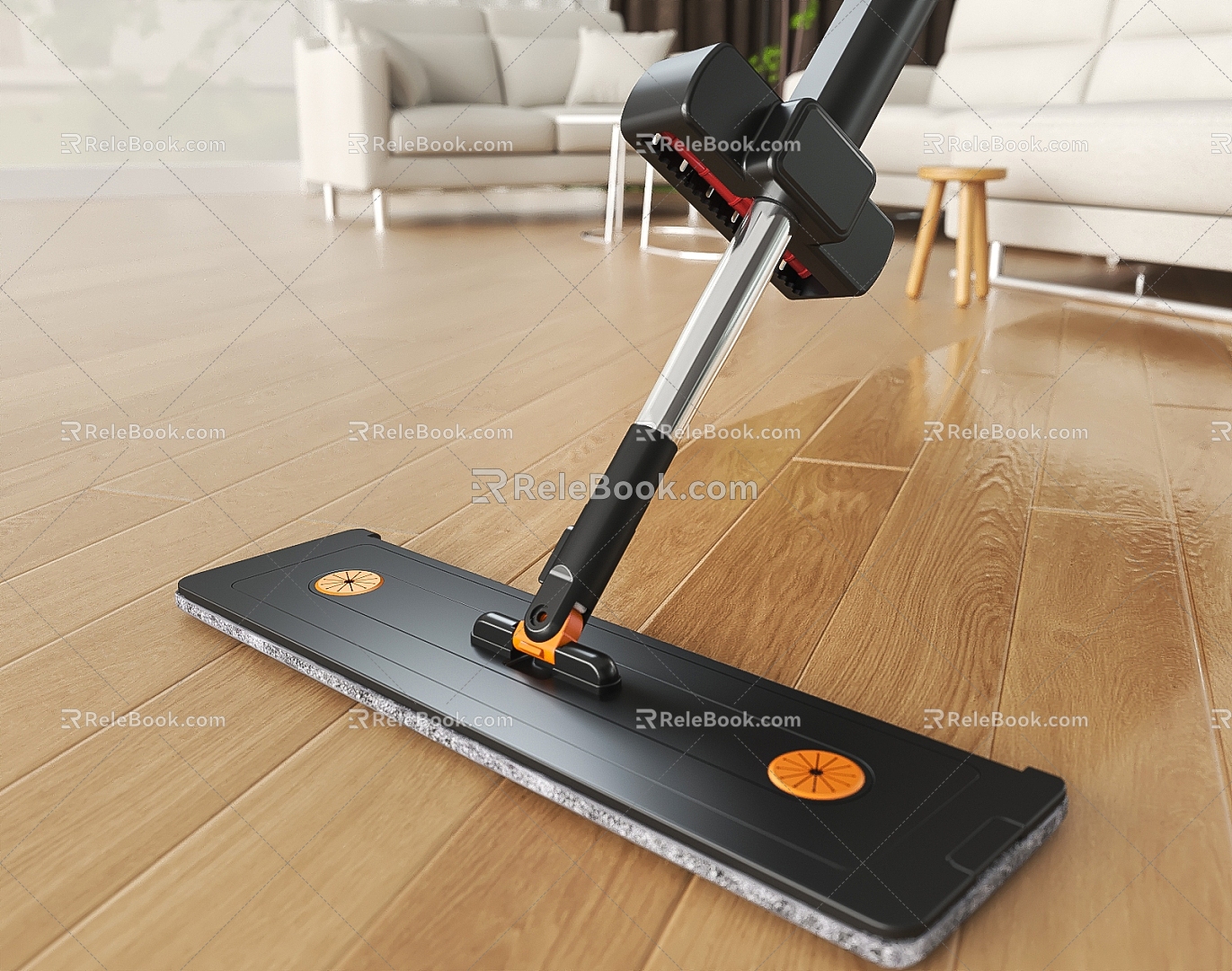 Mop flat mop mop mop mop artifact aluminum alloy flat mop living room wood floor 3d model