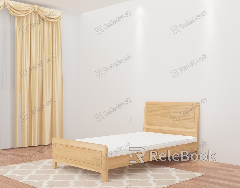 Modern Single Bed Solid Wood Bed model