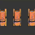 Three Orange Functional Vehicles With Tracked Chassis And Enclosed Cabs 3d model