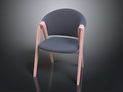 Modern Leisure Chair with Gray Fabric Upholstery Light Wood Armrests and Legs 3d model