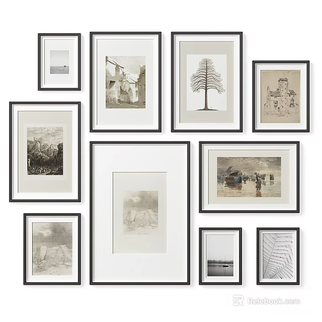 Abstract Paintings Framed Wall Art Collection With Diverse Styles And Designs 3d model 