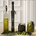 Elegant Condiment Bottles Featuring Olive Oil Containers And Glass Jars With Olives For Kitchen Storage