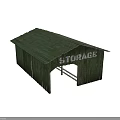 Weathered Wooden Store Building With Green Roof Wooden Railings And Pillars