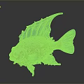 Colorful Fish with Blue Fins Tail and Orange Yellow Spots Decorative Details