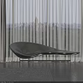 Black Leather Curved Sofa In Modern Interior With Large Windows And Green Park View