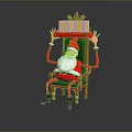 Festive Christmas Santa Decorative Chair With Red Gift Box And Holiday Design