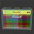 Marshall Speaker With Yellow Panel Control Knobs And Black Grille For Home Use 3d model