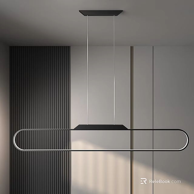 Modern Linear Pendant Light With Black And Silver Metal Design In Minimalist Interior 3d model 