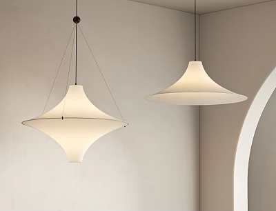 Elegant Modern Chandeliers With Unique Design And Soft Lighting In Minimalist Interior 3d model