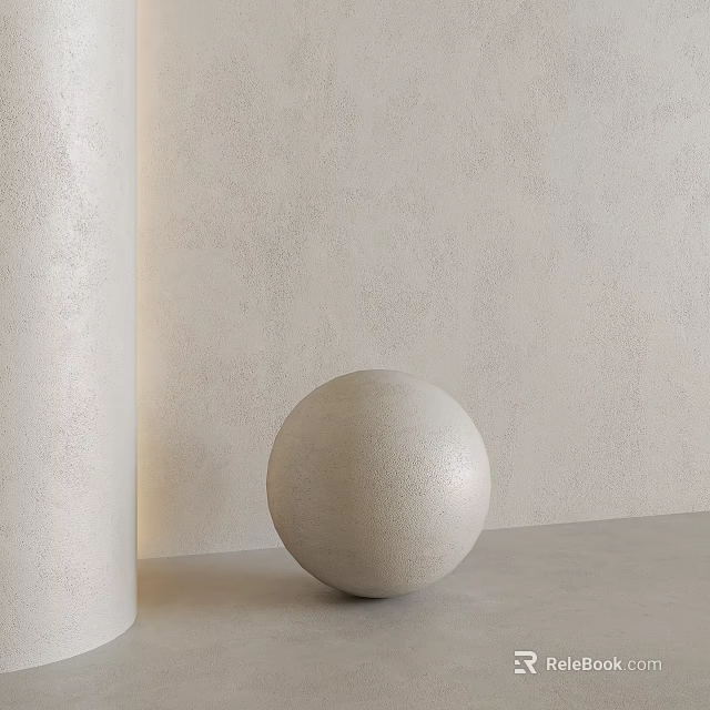 Modern Light Textured Wall Interior With Decorative Column And Sphere 3d model