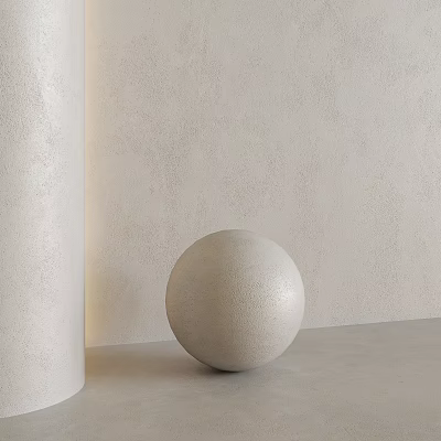 Modern Light Textured Wall Interior With Decorative Column And Sphere 3d model