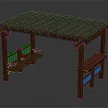 Outdoor Wooden Pergola With Lattice Roof Bench And Side Shelf Design