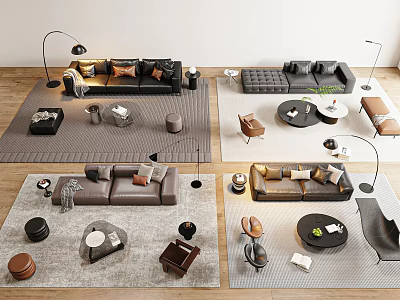 Modern Italian Sofa Coffee Table Combo 3d model