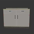 White Storage Cabinet With Double Doors Drawers And Metal Handles In Modern Design