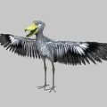Flying Dodo Bird With Spread Wings Gray Feathers And Yellow Beak