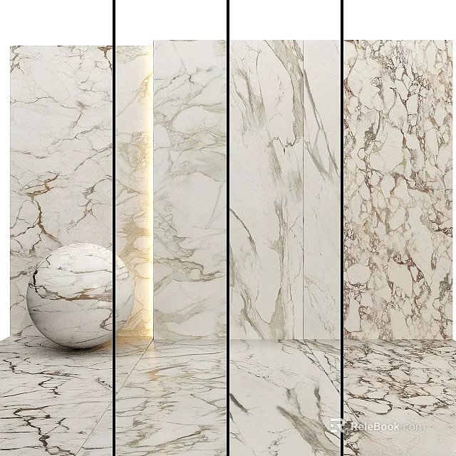 Marble Components For Interior Design With Panels And Spherical Decor 3d model 