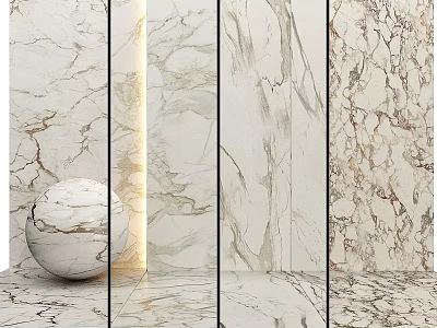 Marble Components For Interior Design With Panels And Spherical Decor 3d model