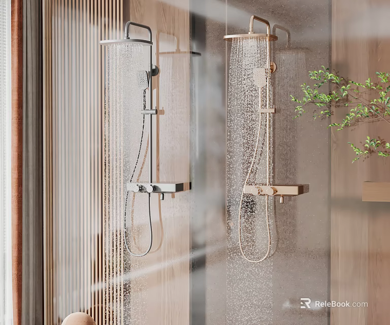 Modern Shower Head With Handheld Sprayer In Brass And Chrome Finish For Bathroom Design 3d model 