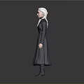 White Haired Female Character With Dragons Wearing Dark Long Robe On Gray Background