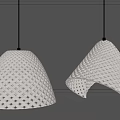 Modern Perforated White Pendant Lights With Warm Light Glow Design 3d model
