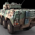 Military Wheeled Tank with Camouflage Paint Turret Cannon and Antenna Detailed Exterior Design