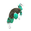 Green Superhero Wearing Helmet And Green Uniform In Dynamic Combat Stance