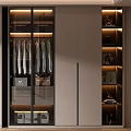 Modern Wardrobe Interior Design With Glass Door Panels And Hanging Clothes Storage