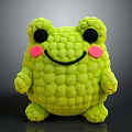 Adorable Green Plush Frog Toy With Big Black Eyes And Pink Cheeks