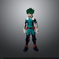 Anime Hero Character With Green Hair And Creature Inspired Costume Design Elements