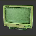 Vintage Computer Monitor With Green Screen And Beige Casing Design