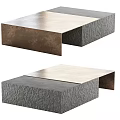 Modern Coffee Table With Metal Top And Gray Textured Base Design
