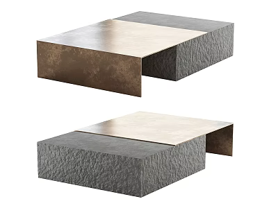 Modern Coffee Table With Metal Top And Gray Textured Base Design 3d model