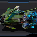 Futuristic Fighter Jet With Green And Blue Color Advanced Mechanical Engines And Aerodynamic Wings