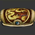 Decorative Open Treasure Chest With Coins And Dragon Patterns For Home