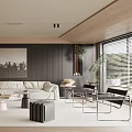 Modern Luxury Living Room Interior With White Sofa Large Wall Art And Floor Lamp