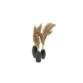Modern Decorative Ornament Set With Dried Pampas Grass And Black Textured Vases