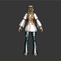 Vibrant Game Movie Character With Floral Headpiece Embroidered Top Flared Pants And Long Hair