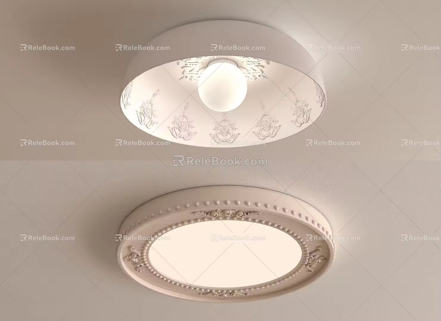 Carved ceiling lamp 3d model