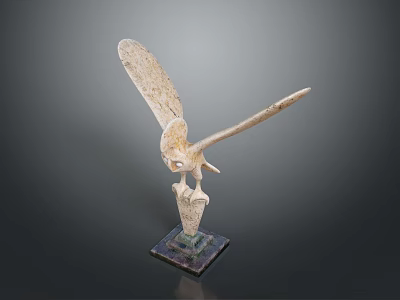 Eagle Bird Sculpture With Outstretched Wings On Square Stone Base 3d model