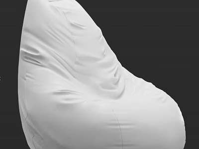 White Bean Bag Chair With Soft Fabric Comfortable Simple Design Indoor Living Room Seating 3d model