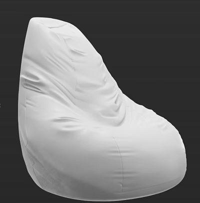 White Bean Bag Chair With Soft Fabric Comfortable Simple Design Indoor Living Room Seating 3d model