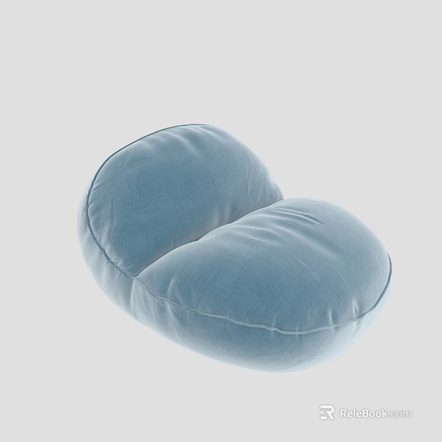 Light Blue Soft Fabric Pillow With Double Lobed Shape For Modern Home Decor 3d model 