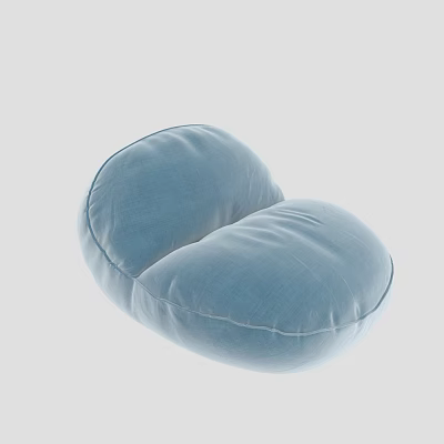 Light Blue Soft Fabric Pillow With Double Lobed Shape For Modern Home Decor 3d model