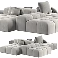 Modern Gray Sectional Sofa With Plush Fabric Cushions And Modular Design 3d model