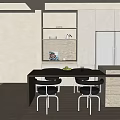 Bright Modern Kitchen Interior With Island Counter Cabinets Refrigerator And Chairs