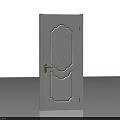 Simple Style White Interior Door With Golden Handle And Decorative Patterns For Home Decoration