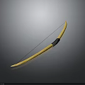 Yellow Traditional Bow With Black Handle Isolated On Gray Gradient Background 3d model