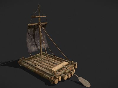 Chinese wooden boat medieval raft model