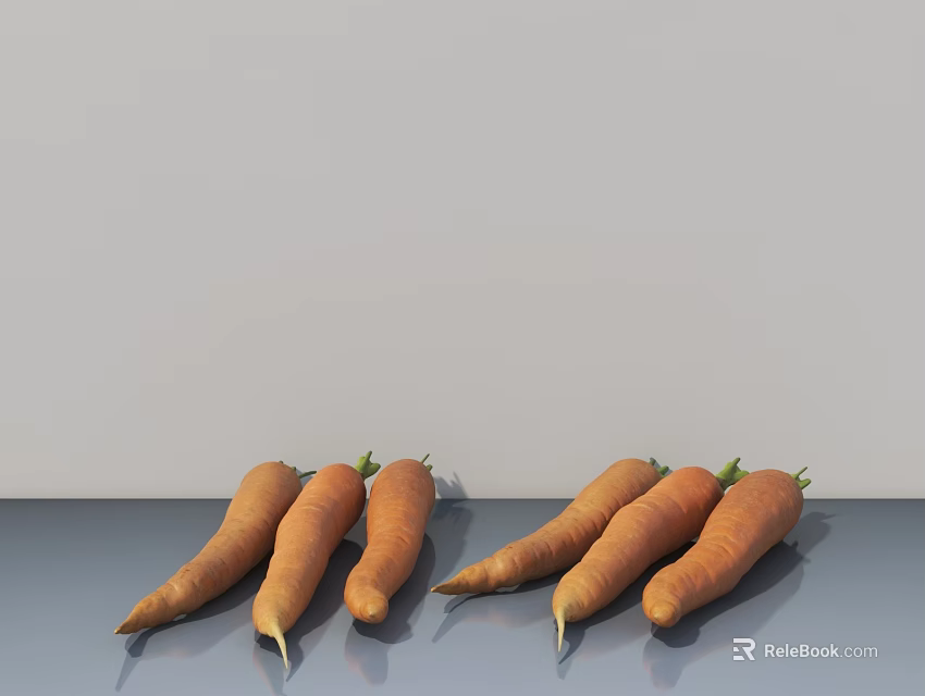 Fresh Carrots With Green Tops Arranged On Gray Surface 3d model 
