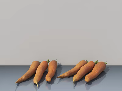 Fresh Carrots With Green Tops Arranged On Gray Surface 3d model